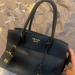 Prada Milano Esplanade Saffiano Black Leather Satchel (medium)